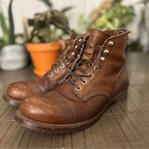 Red Wing Shoes Brown Leather Lace-Up Boots Iron Ranger